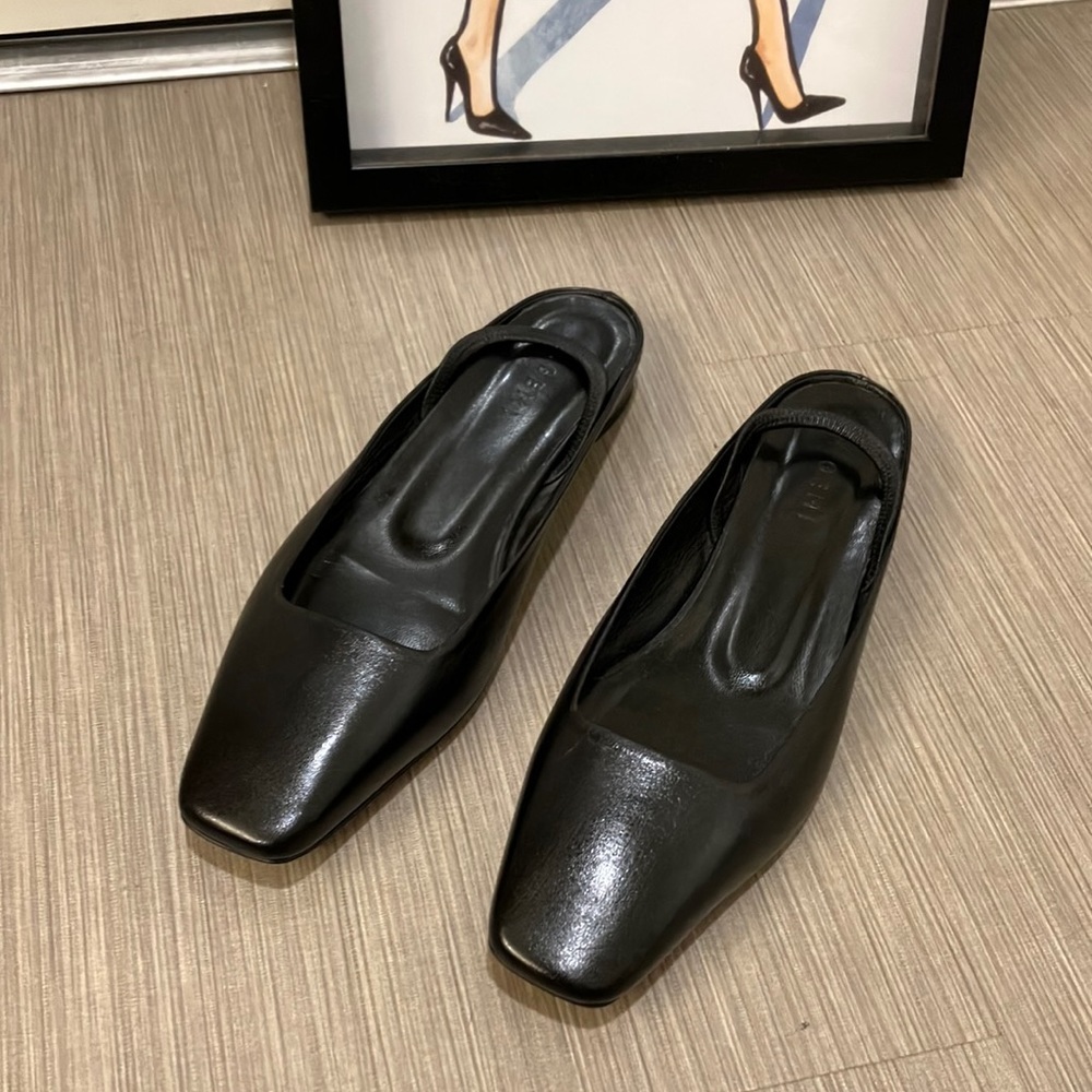M. Gemi “quadratini” leather slingback black color flat sandals Italian size 41